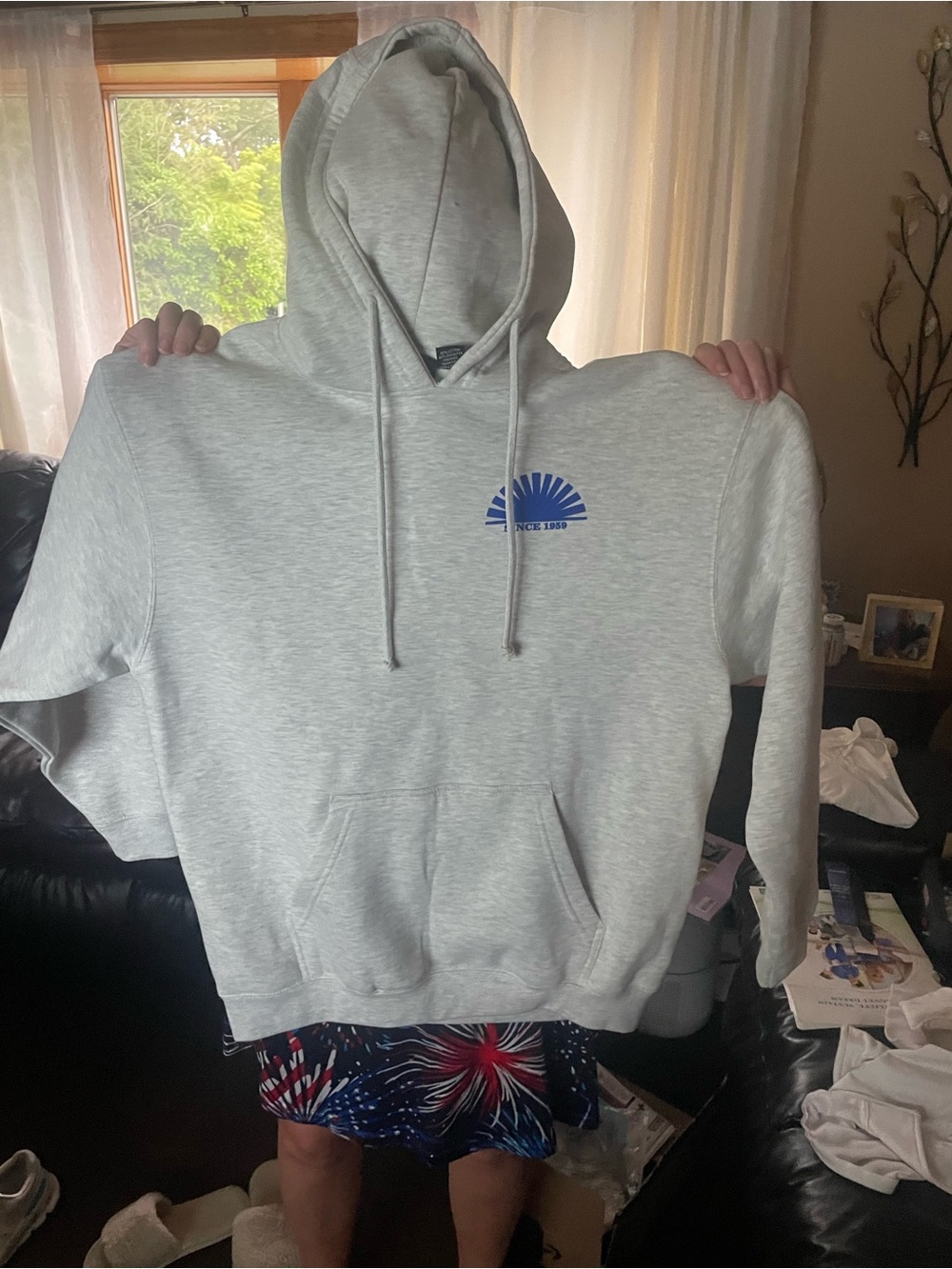 Light Gray Pullover Hoodie Montauket Montauk Sz Large
